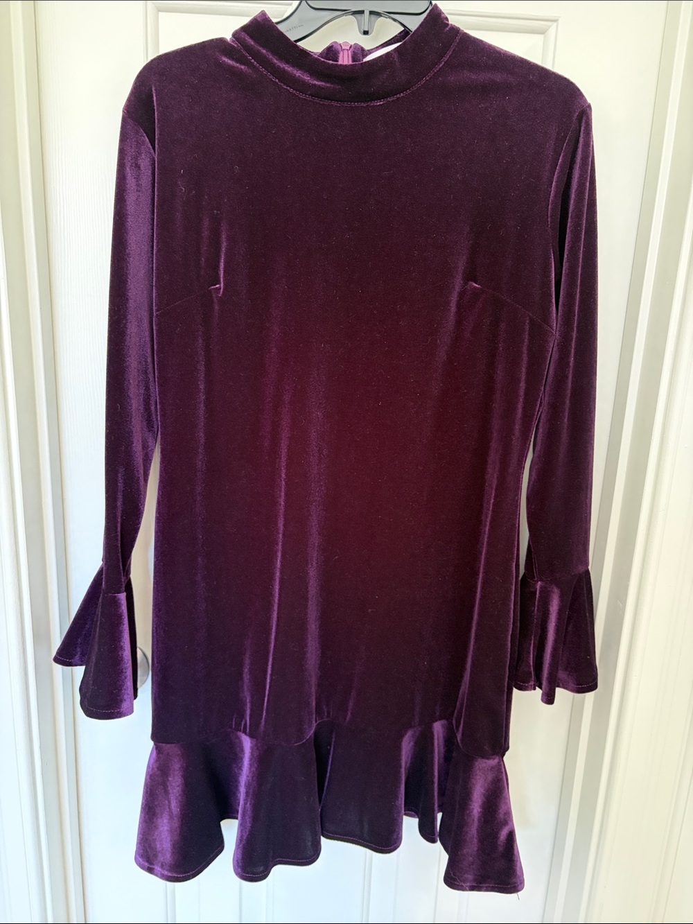 Daphne “costume”! Women's Velvet Ruffle-Hem Dress - Deep Plum